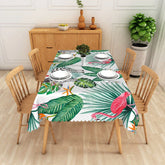 Aperturee - Aperturee Flamingo and Zebra Tropical Rectangle Tablecloth Jungle Leaves and Exotic Flowers Table Cover Safari Party