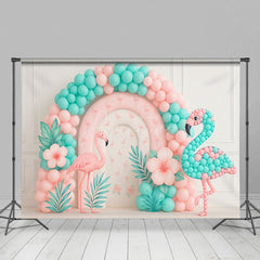 Aperturee - Aperturee Flamingo Balloon Arch Fresh Color Cake Smash Backdrop