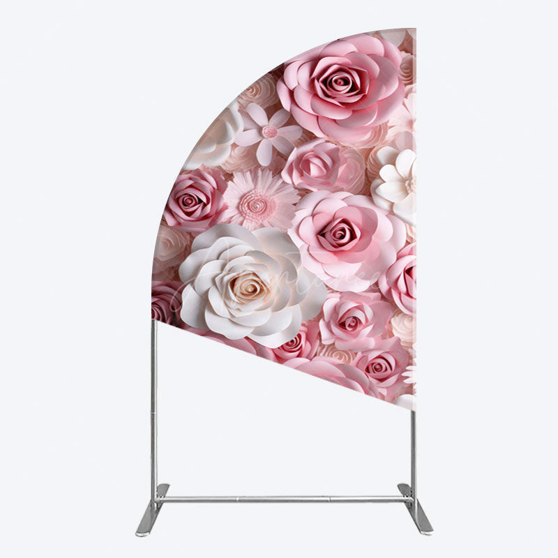 Aperturee - Aperturee Floral 3D Effect Pattern Photography Half Moon Arch Backdrop