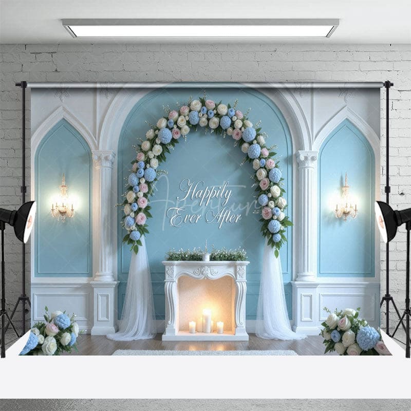 Aperturee - Aperturee Floral And Tulle Wedding Sweet Candle Backdrop