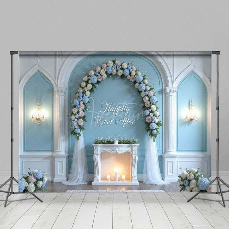 Aperturee - Aperturee Floral And Tulle Wedding Sweet Candle Backdrop