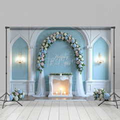 Aperturee - Aperturee Floral And Tulle Wedding Sweet Candle Backdrop