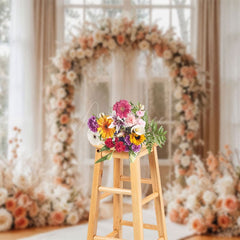 Aperturee - Aperturee Floral Arch Bright View Windows Wedding Backdrop