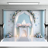 Aperturee - Aperturee Floral Arch Butterfly Light Airy Wedding Backdrop