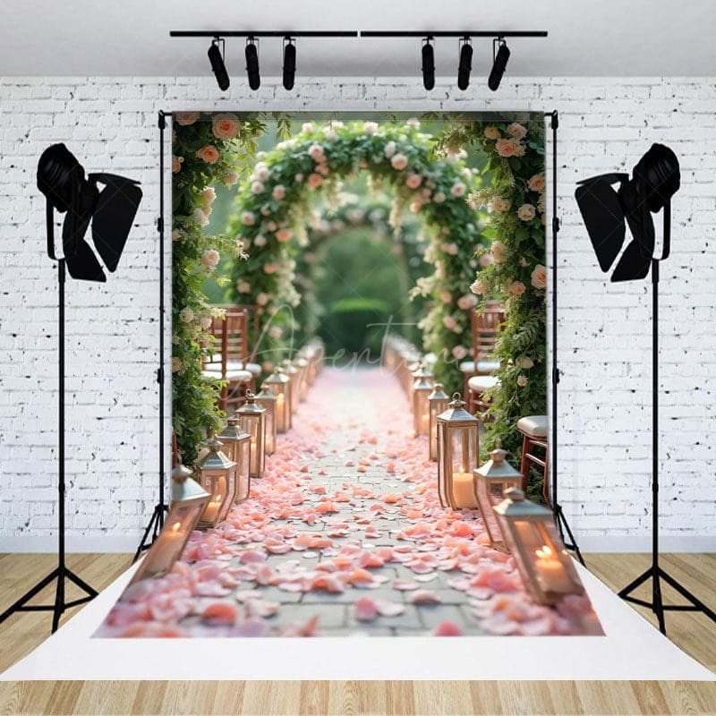 Aperturee - Aperturee Floral Arch Candle Corridor Photography Backdrop