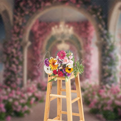 Aperturee - Aperturee Floral Arch Door Sweet Auditorium Wedding Backdrop