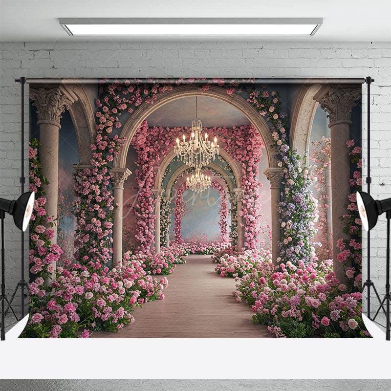 Aperturee - Aperturee Floral Arch Door Sweet Auditorium Wedding Backdrop