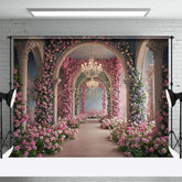 Aperturee - Aperturee Floral Arch Door Sweet Auditorium Wedding Backdrop