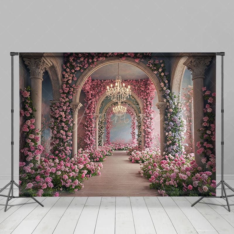 Aperturee - Aperturee Floral Arch Door Sweet Auditorium Wedding Backdrop