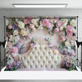 Aperturee - Aperturee Floral Arch Fresh Sweet Photo Headboard Backdrop