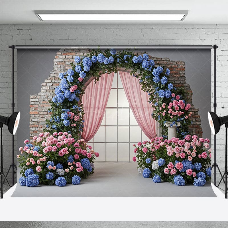 Aperturee - Aperturee Floral Arch Retro Wall Curtains Wedding Backdrop