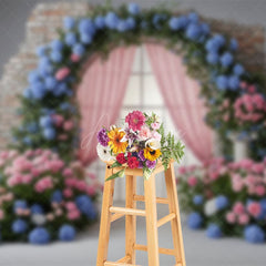 Aperturee - Aperturee Floral Arch Retro Wall Curtains Wedding Backdrop
