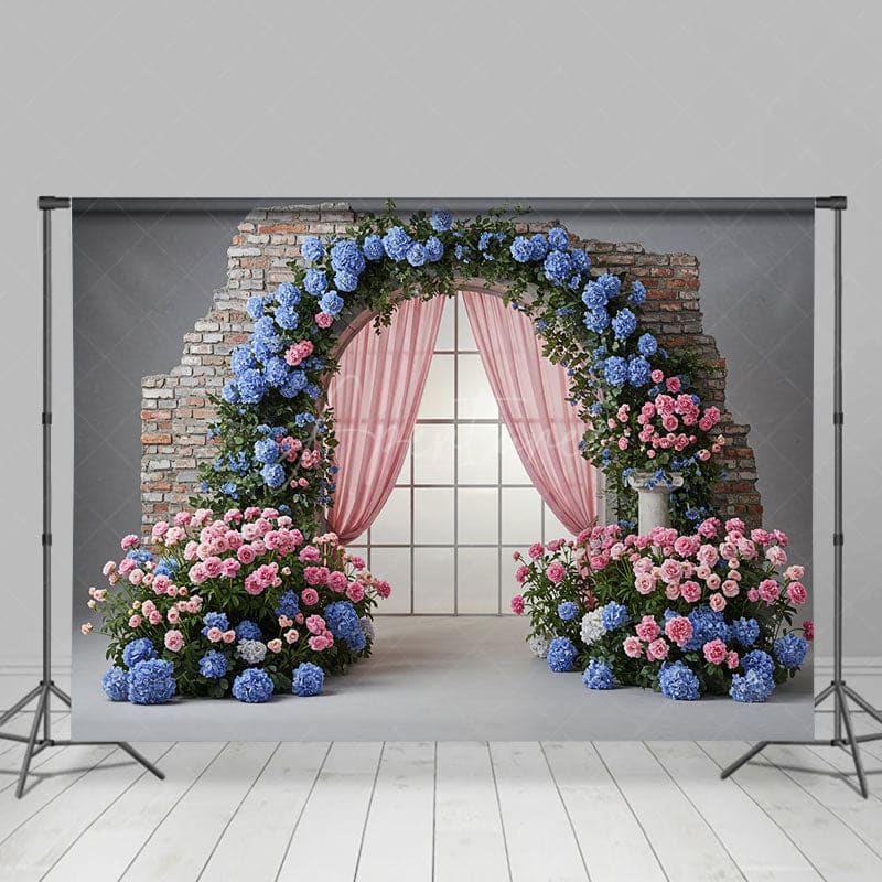 Aperturee - Aperturee Floral Arch Retro Wall Curtains Wedding Backdrop
