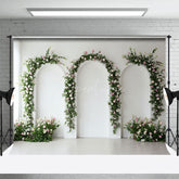 Aperturee - Aperturee Floral Arch White Wall Simple Sweet Wedding Backdrop