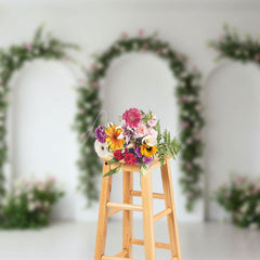 Aperturee - Aperturee Floral Arch White Wall Simple Sweet Wedding Backdrop