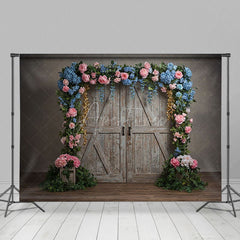 Aperturee - Aperturee Floral Arch Wooden Door Elegant Wedding Backdrop