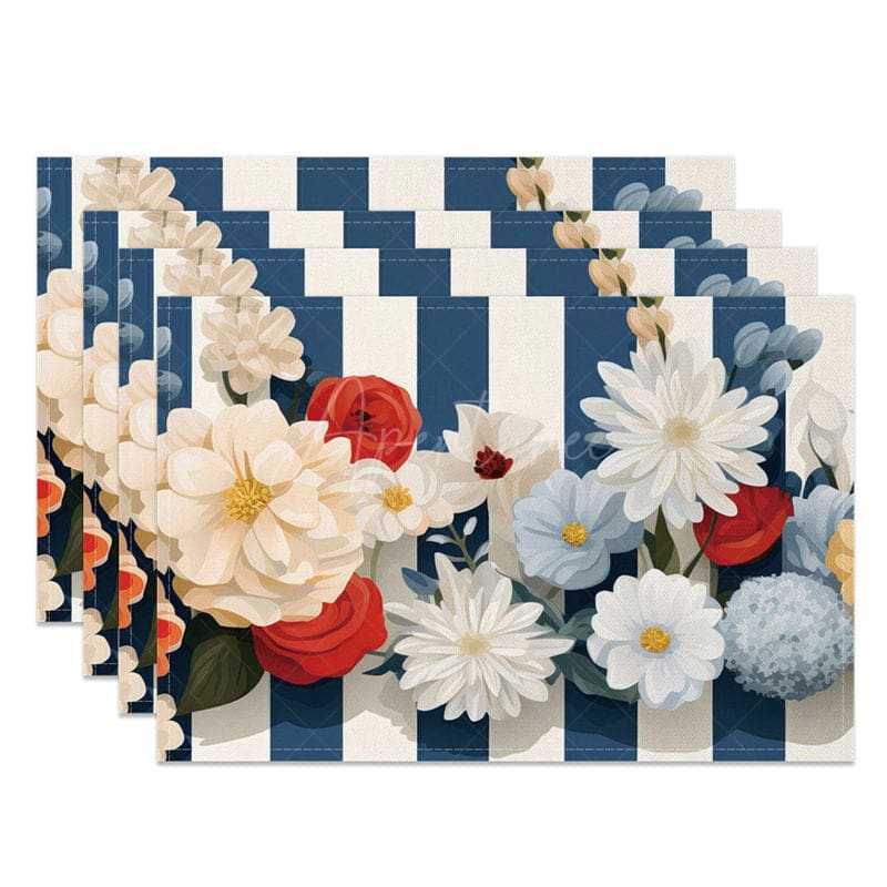 Aperturee - Aperturee Floral Art Sweet Elegant Color Set of 4 Placemats
