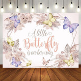 Aperturee - Aperturee Floral Autumn Butterfly Vibe Baby Shower Backdrop