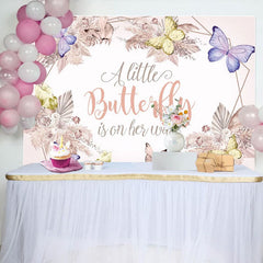 Aperturee - Aperturee Floral Autumn Butterfly Vibe Baby Shower Backdrop