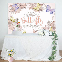 Aperturee - Aperturee Floral Autumn Butterfly Vibe Baby Shower Backdrop