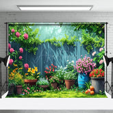 Aperturee - Aperturee Floral Backyard With Sunshine Sweet Spring Backdrop