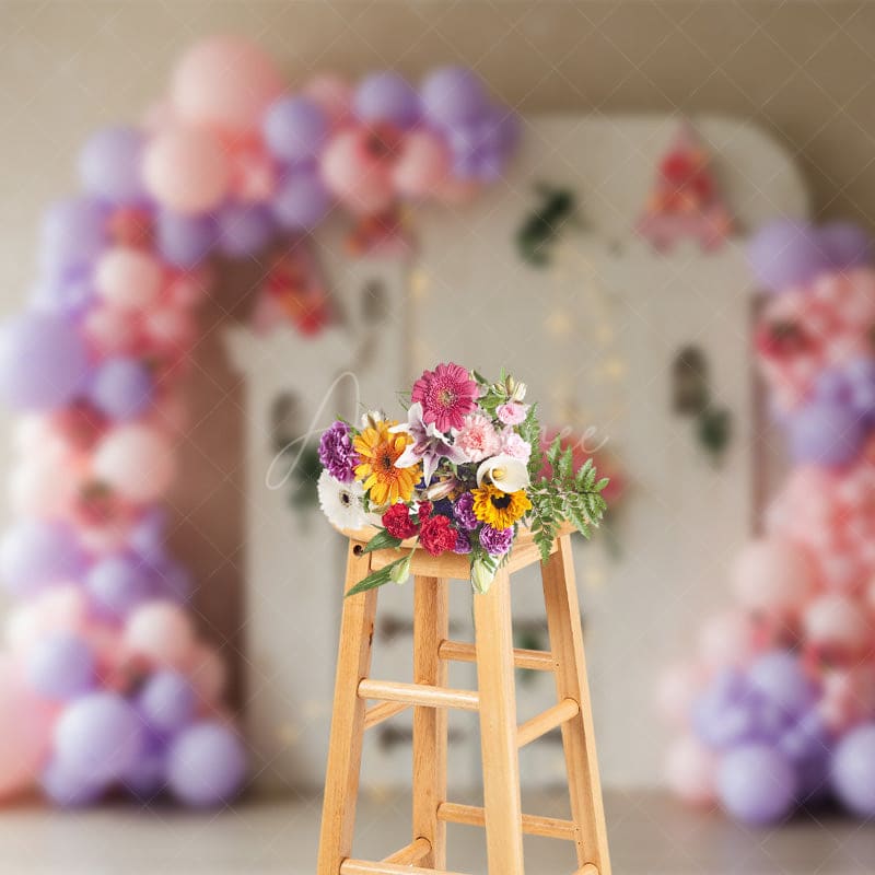 Aperturee - Aperturee Floral Balloon Arch Castle Board Wedding Backdrop