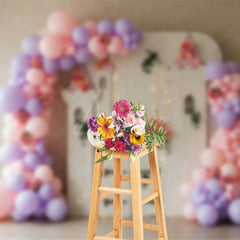 Aperturee - Aperturee Floral Balloon Arch Castle Board Wedding Backdrop