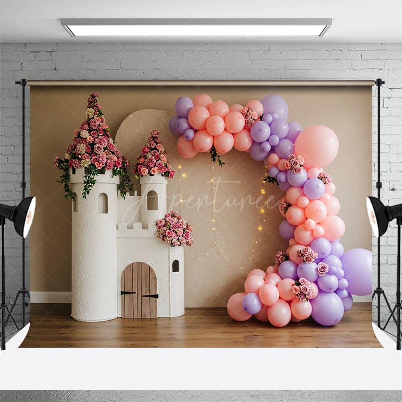 Aperturee - Aperturee Floral Balloon Arch Castle Model Wedding Backdrop
