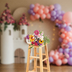 Aperturee - Aperturee Floral Balloon Arch Castle Model Wedding Backdrop