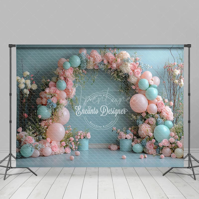 Aperturee - Aperturee Floral Balloon Arch Elegant Wedding Photo Backdrop