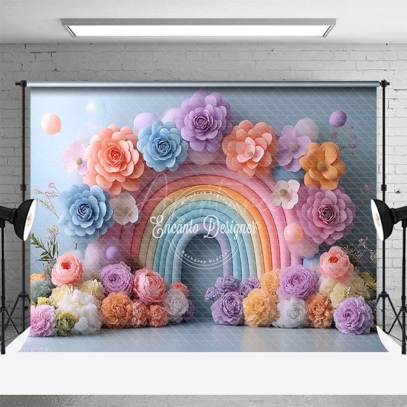 Aperturee - Aperturee Floral Balloon Rainbow Arch Sweet Wedding Backdrop