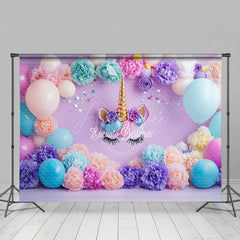 Aperturee - Aperturee Floral Balloons Arch Unicorn Cake Smash Backdrop
