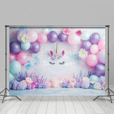 Aperturee - Aperturee Floral Balloons Arched Unicorn Cake Smash Backdrop