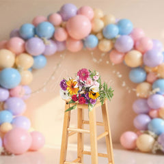 Aperturee - Aperturee Floral Balloons Garland Birthday Cake Smash Backdrop