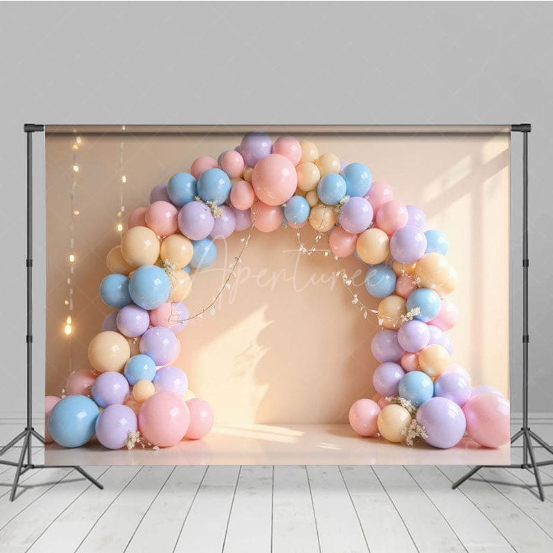 Aperturee - Aperturee Floral Balloons Garland Birthday Cake Smash Backdrop