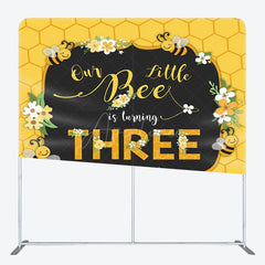Aperturee - Aperturee Floral Bees Happy Birthday Square Tension Backdrop