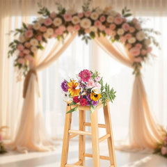 Aperturee - Aperturee Floral Boho Arch Fresh Curtains Wedding Backdrop