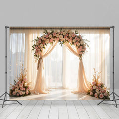 Aperturee - Aperturee Floral Boho Arch Fresh Curtains Wedding Backdrop
