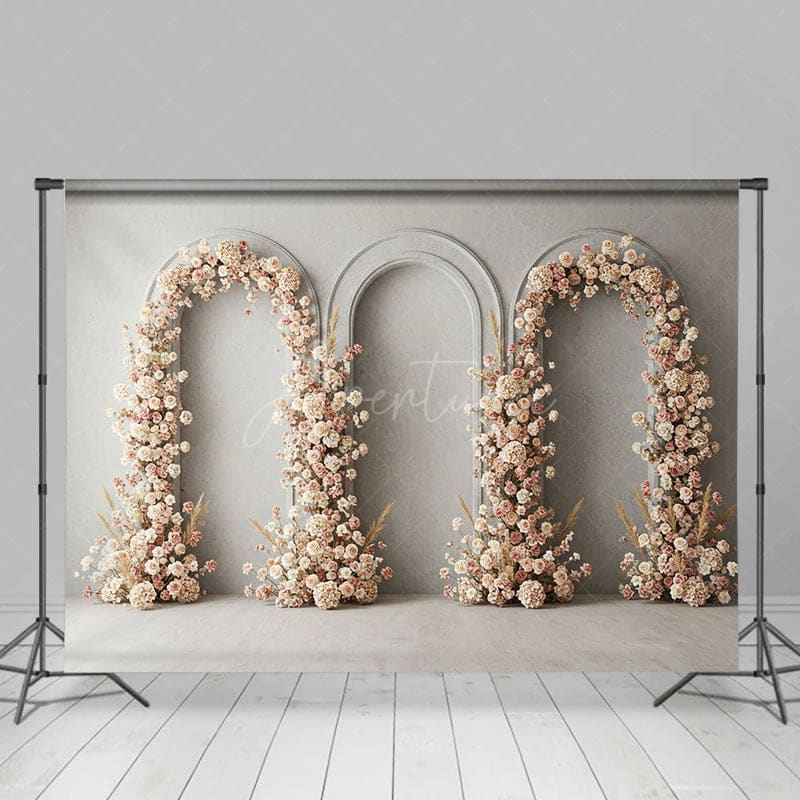 Aperturee - Aperturee Floral Boho Arch Sweet Retro Wall Wedding Backdrop