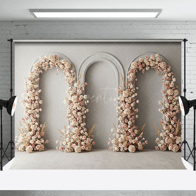 Aperturee - Aperturee Floral Boho Arch Sweet Retro Wall Wedding Backdrop