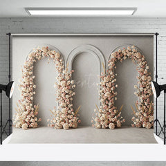Aperturee - Aperturee Floral Boho Arch Sweet Retro Wall Wedding Backdrop