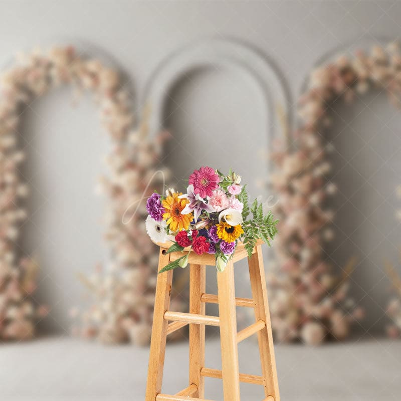 Aperturee - Aperturee Floral Boho Arch Sweet Retro Wall Wedding Backdrop