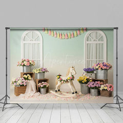 Aperturee - Aperturee Floral Boho Carrousel Sweet Fresh Wedding Backdrop