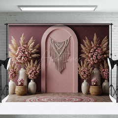 Aperturee - Aperturee Floral Boho Dusty Pink Elegant Wedding Backdrop