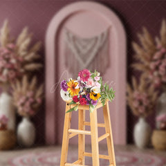 Aperturee - Aperturee Floral Boho Dusty Pink Elegant Wedding Backdrop