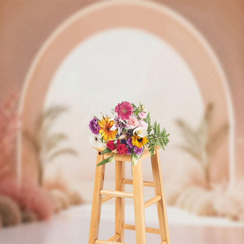 Aperturee - Aperturee Floral Boho Elegant Arched Photo Wedding Backdrop