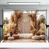 Aperturee - Aperturee Floral Boho Pampas Grass Outdoor Wedding Backdrop