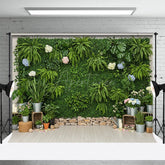 Aperturee - Aperturee Floral Boho Plants Board Sweet Wedding Backdrop