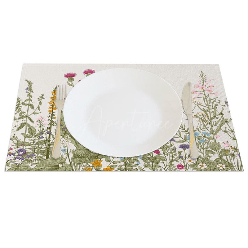 Aperturee - Aperturee Floral Boho Spring Garden Vibe Set of 4 Placemats