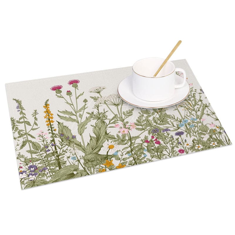 Aperturee - Aperturee Floral Boho Spring Garden Vibe Set of 4 Placemats